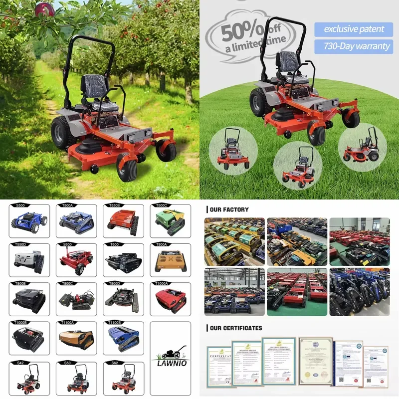 High Efficiency Sit on Lawn Mower Robotic Lawn Mower for Agriculture 4-drive Wheel Type