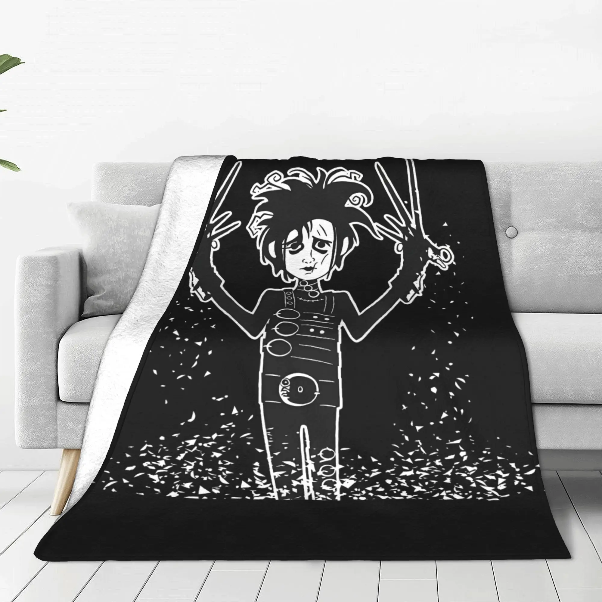 Tim Burton Edward Scissorhands Snow Flannel Blanket  Novelty Throw Blanket for Bed Sofa Couch 125*100cm Bedspreads