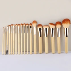 18 PCS Makeup Brushes Sets Bamboo Cosmetic Eyeshadow Foundation Powder Blush Eye Make Up Brush Blending Beauty Tools Kits
