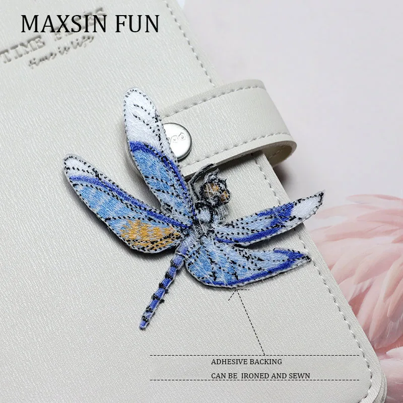 Iron on Flying Dragonfly Fabric Patch 1 Piece 6.3*7.6cm Green Yellow Blue Cute Animal Sticker for Clothing DIY Accessories