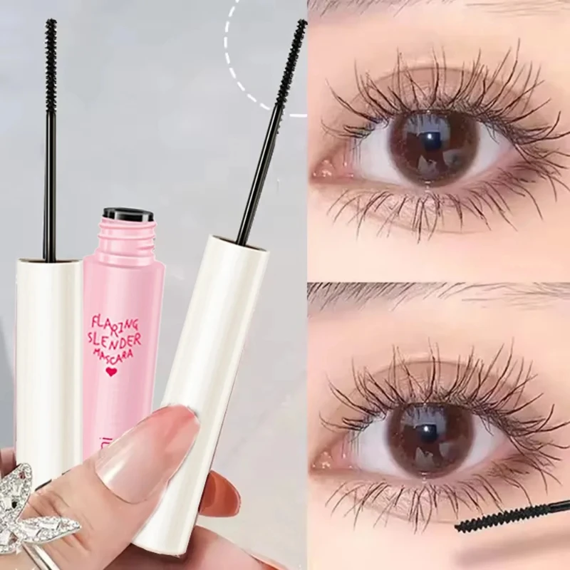 Silk Fiber Curling Mascara Ultra Fine Brush Lengthening Volumizing Waterproof Smudge Proof Long Lasting Eye Safe Quick Drying
