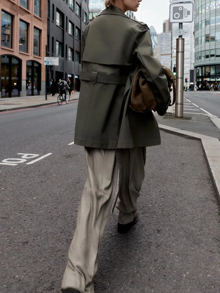 Nieuwe Herfst Street Sle Damesjas Losse Casual Winddicht Double-Breasted Windjack Gordel Lange Sve Pak Kraag Jas