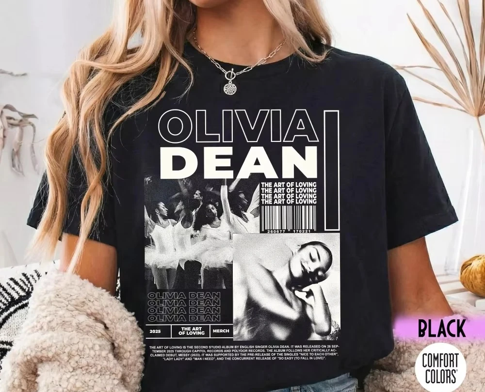 Retro Olivia Dean T-Shirt Damenmode T-Shirt mit bedrucktem Muster Sommer lockeres und atmungsaktives T-Shirt-Oberteil für Herren und Damen – Detail 5