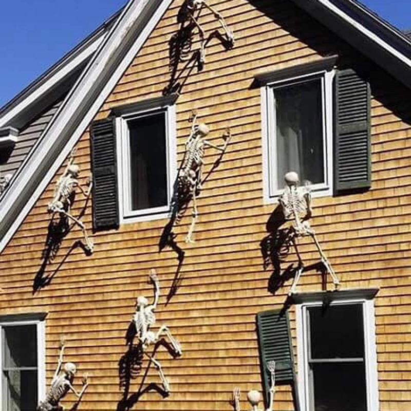 Halloween ruchomy szkielet fałszywe ludzkie kości czaszki impreza z okazji Halloween dekoracje do baru domowego nawiedzony dom Horror rekwizyty ozdoby zabawki