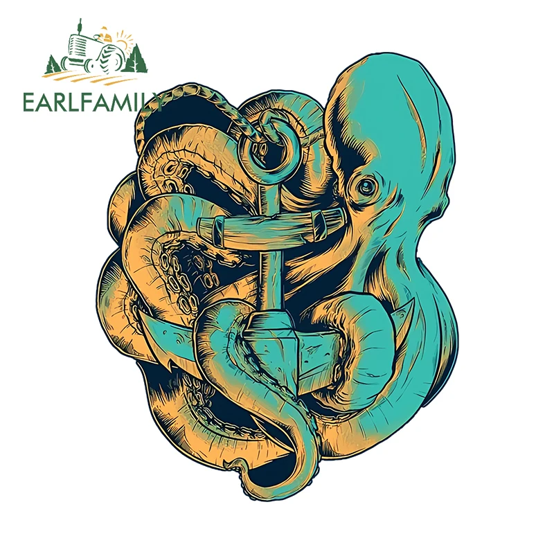 EARLFAMILY 13cm X 10.5cm for Pin By Mercy Car Body Decor Personal Octopus Element Design Decals Occlusion Scratch Car Stickers