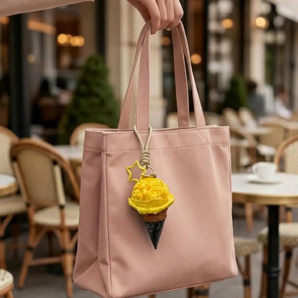 Key Chain with Braided Lanyard Ice Cream Cone Keychain Pendant Braided Lanyard Bag Charm Backpacks Hanging Accessory for Kids