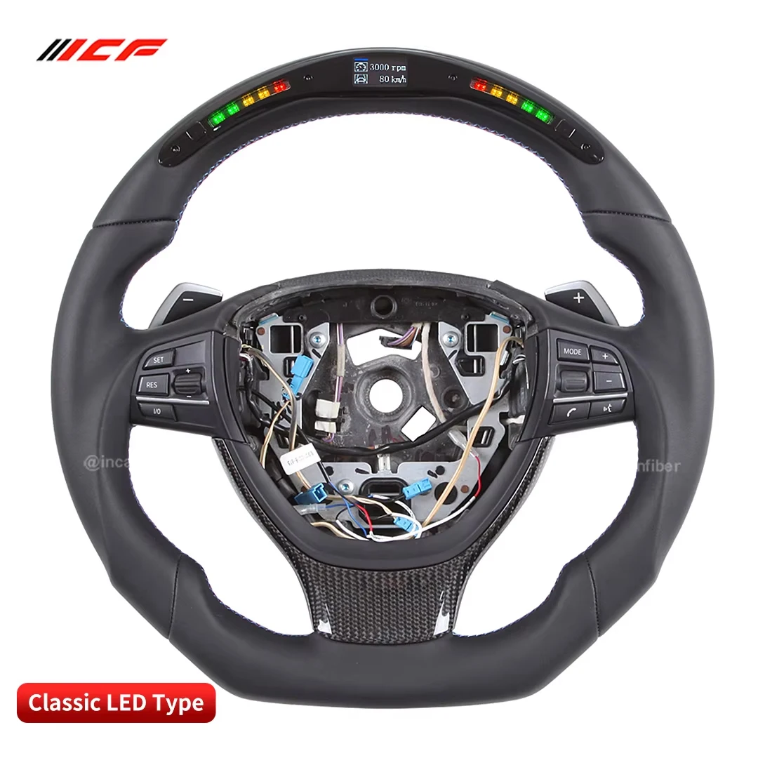 100% Carbon Fiber Steering Wheel for BMW 5 Series M Series 7 Series LED Electronic Display Screen Supports APP Control