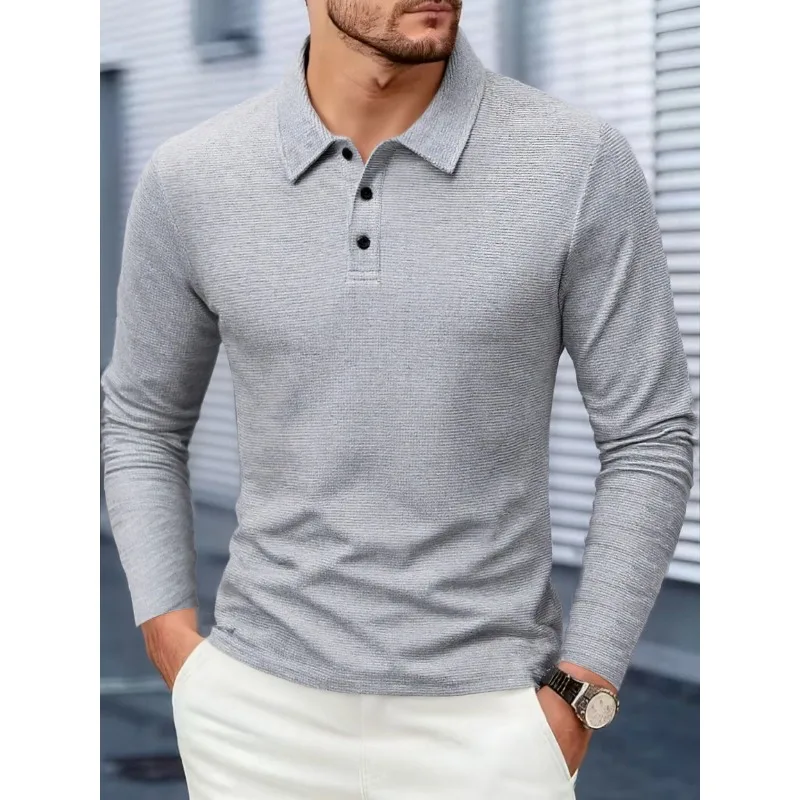 2026 men's new business casual long sleeved daily commuting T-shirt POLO shirt men's fashionable long length comfortable breatha