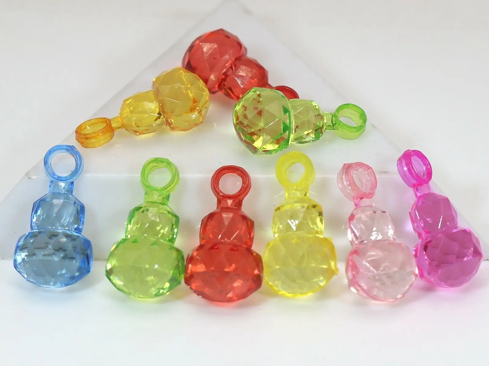 100 Mixed Color Transparent Acrylic Mini Various Fruit Charm Pendants Craft DIY