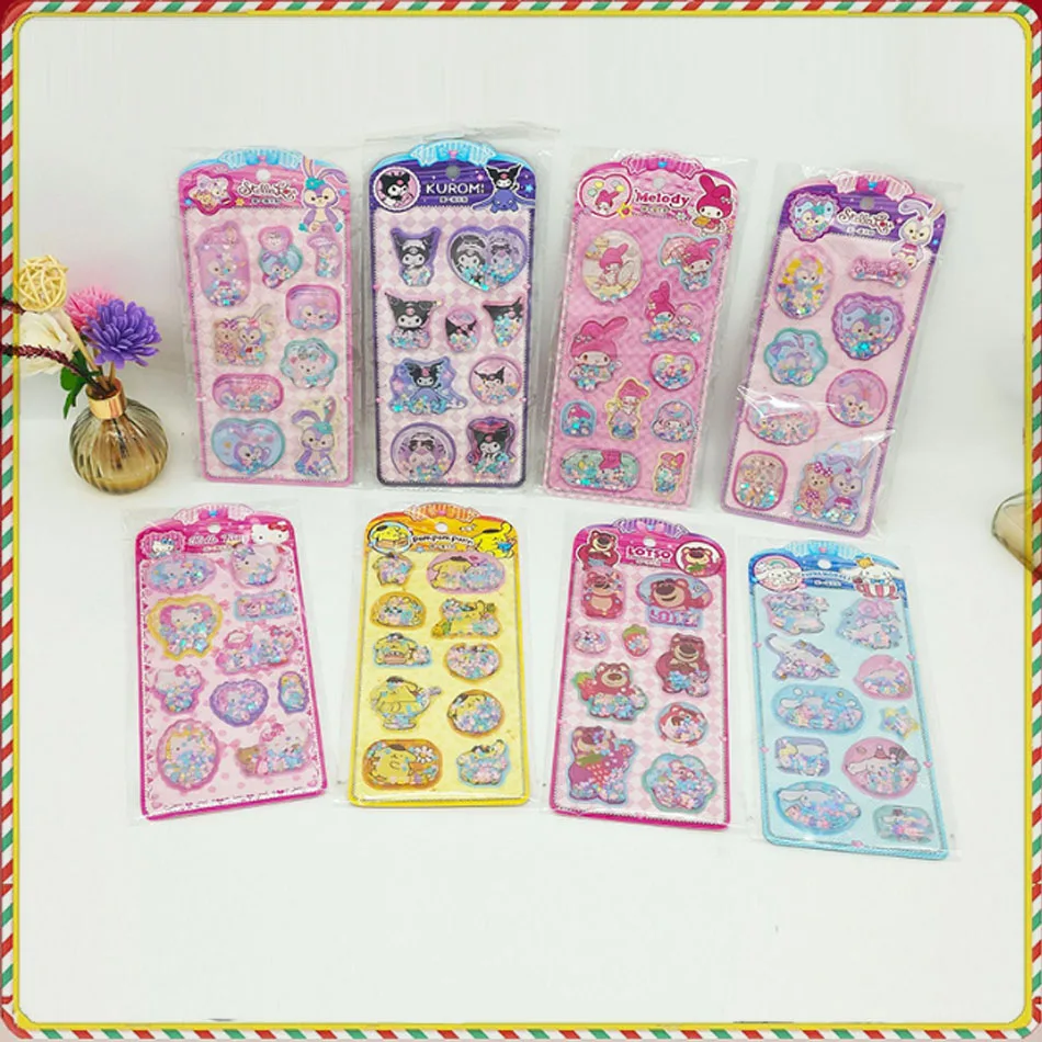 Nuevas Pegatinas de Gelatina Transparentes 3D de Anime Hello Kitty, Hangyodon y Cinnamoroll, Pegatinas Decorativas Lindas de Cristal para Fundas de Teléfono, Juguetes DIY