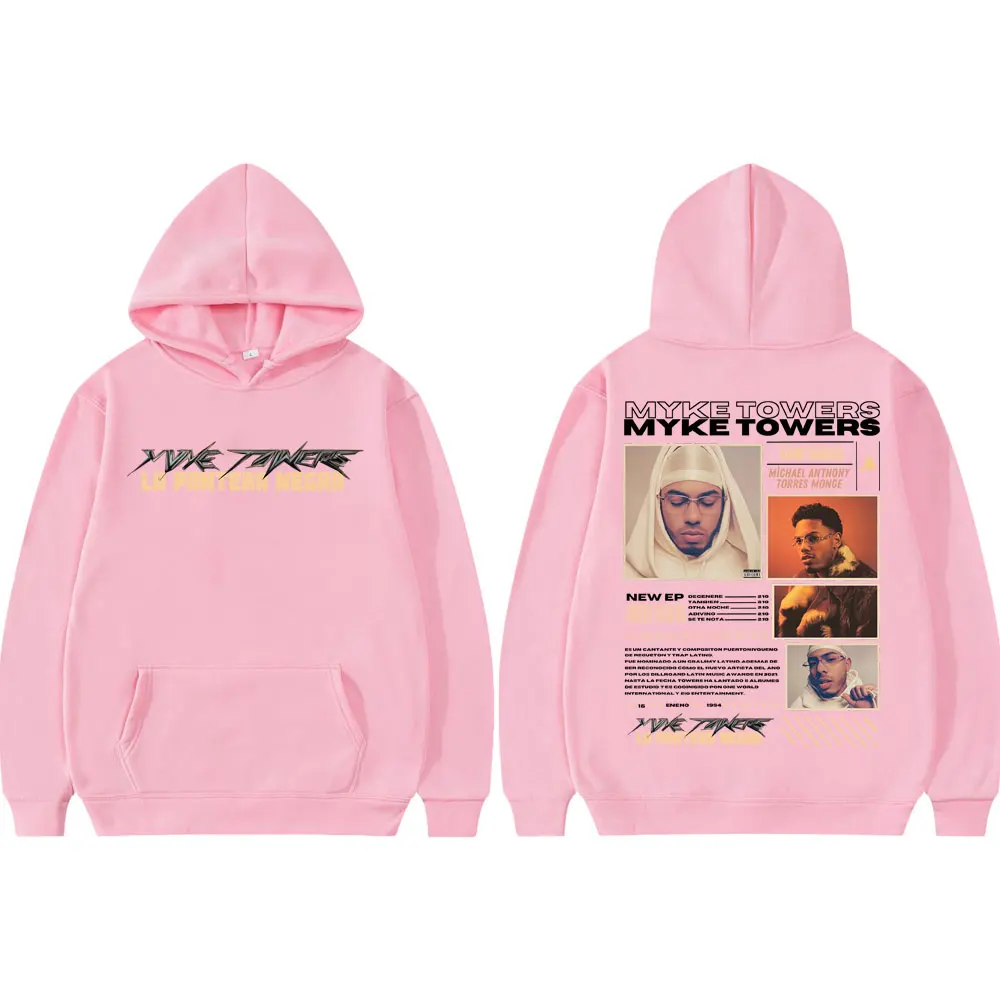 Rapper Myke Towers LA PANTERA NEGRA Tour 2025 Hoodies Music Album Poster Graphic Sweatshirts Men Women Fashion Hip Hop Pullovers