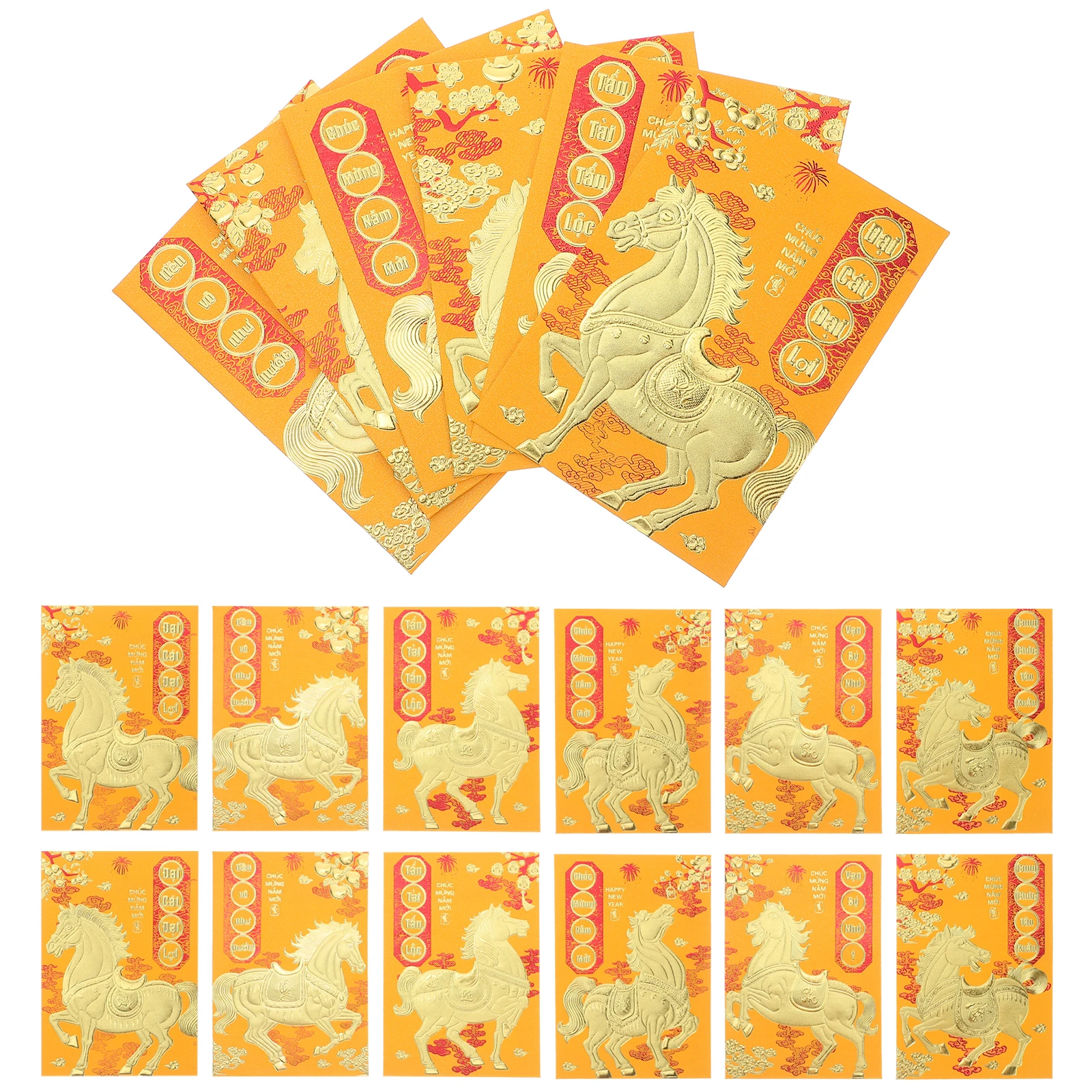120Pcs Vietnamese Lunar New Year Red Envelopes 2026 Horse Year Lucky Cash Packets Traditional Gifts Red Money Envelopes for Cash