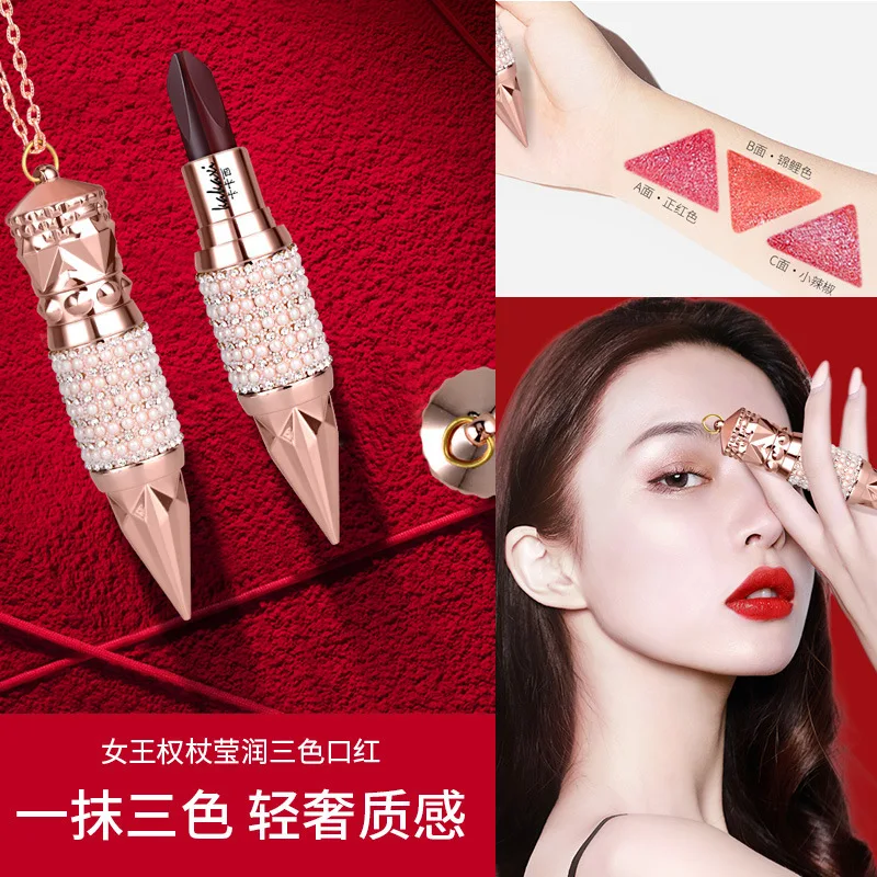 Kakaxi Queen's Scepter Trójkolorowa Pomadka 1 Pomadka Trzy Kolory Matowa Długotrwała Nawilżająca Pomadka do Ust