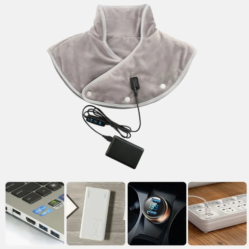 Electric Heating Shoulder Pads USB Heated Wrap Neck Massager Electric Warm Cervical Shawl Relief Fatigue Thermal Compress Back