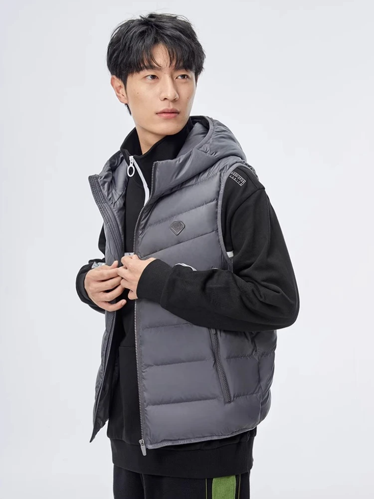 Chericom Men's Winter Hooded Vest Lightweight Down Jacket with Ribbed Trimming Zipper Placket and Windproof Hood Winter Y289955N