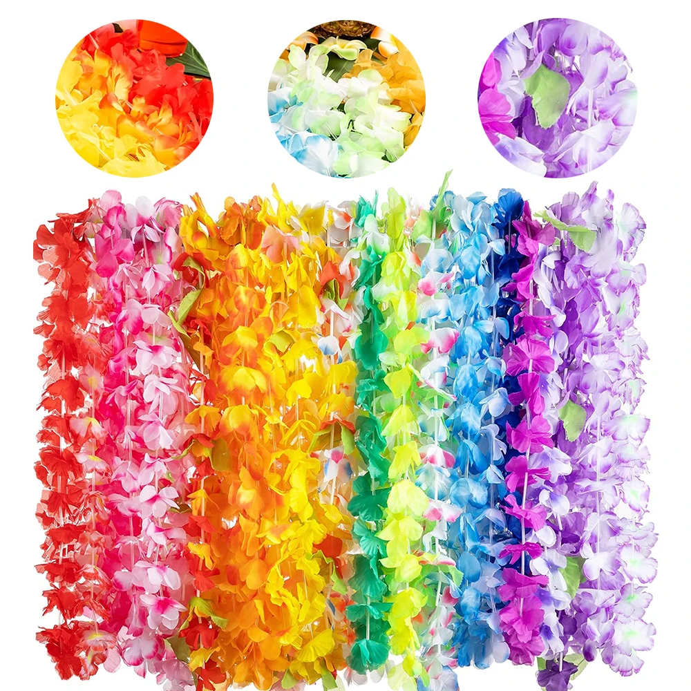 12/24/36 Stück Hawaiian Leis Bulk Tropische Kränze Hawaiianische Mottoparty Blumen Leis Sommer Strand Urlaub Hochzeit Party Dekorationen