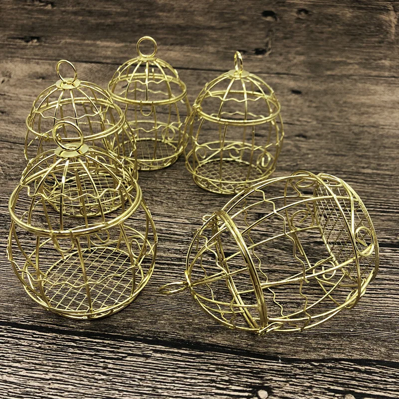 Mini Metal Gold Vintage Bird Cage Candy Boxes Baby Shower Favor Gift Box Party Festival Supplies Hollow Decor