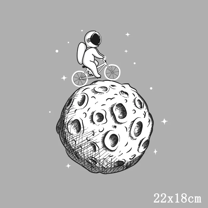 Parche térmico de astronauta para ropa, parches de Planeta y Luna para camiseta, transferencia de hierro para ropa, apliques de rayas térmicas