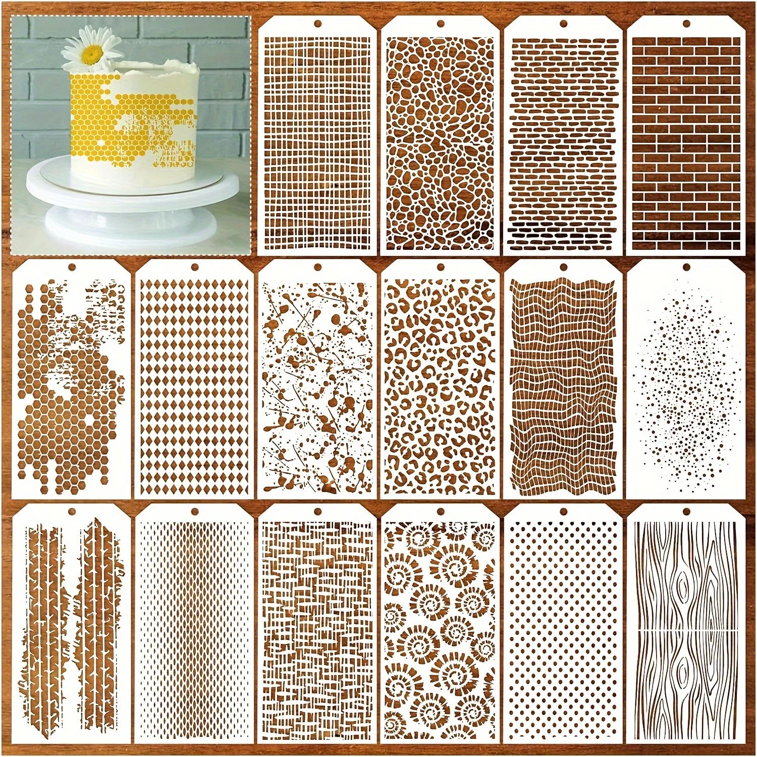 16Pcs Geometric & Floral Stencil Set - Washable, Reusable Art Templates for DIY Crafts, Fabric, Glass, Tile, Wall Decor & More
