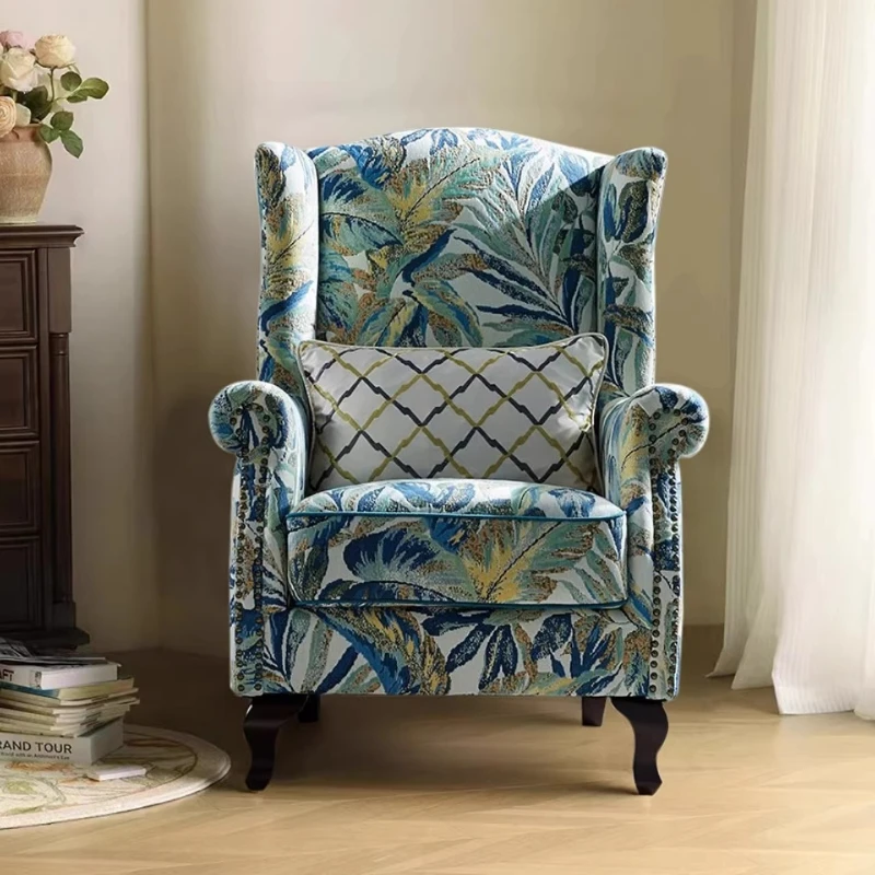 

American tiger chair fabric high back chair bedroom leisure chair single sofa chair light luxury household small apartment