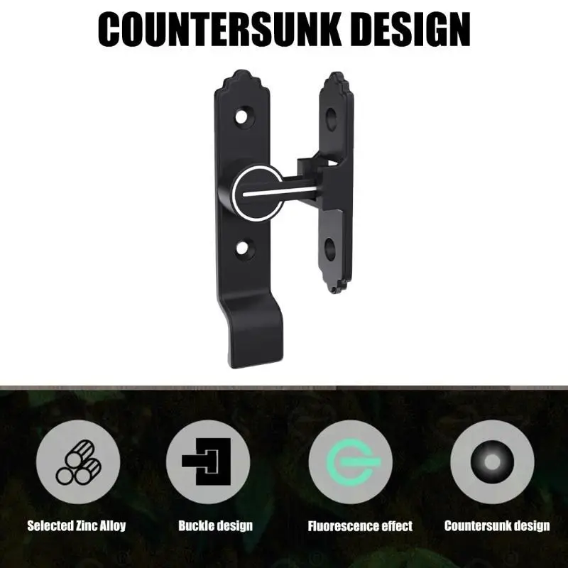 652F ความเป็นส่วนตัวประตู Bolt ล็อค 90 องศา Barn ประตูล็อค Antitheft ประตู Bolt Luminously ความปลอดภัยเลื่อนประตูล็อคที่ยาวนาน