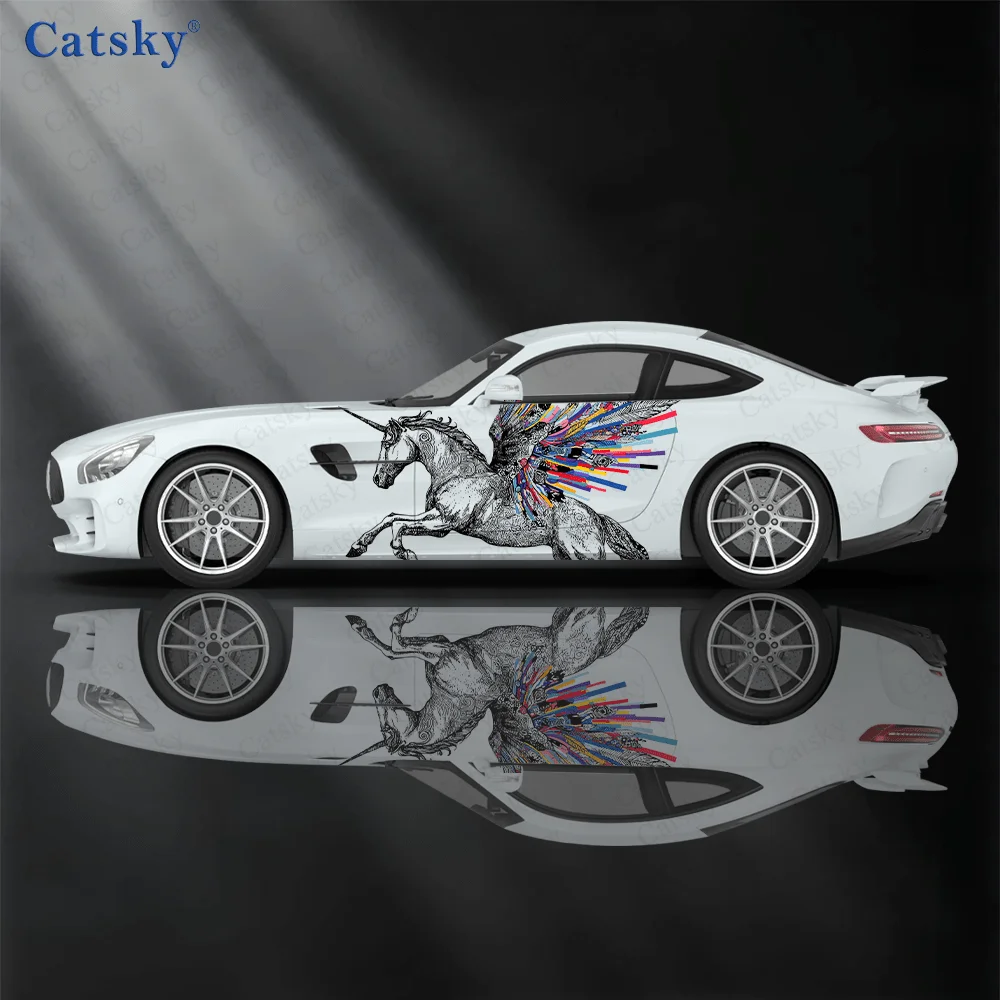 

Colorful Unicorn Pattern Stickers/PVC (Polyvinyl Chloride) Decorative Decals for Car Body/Door Sides - Universal Fit for All Car
