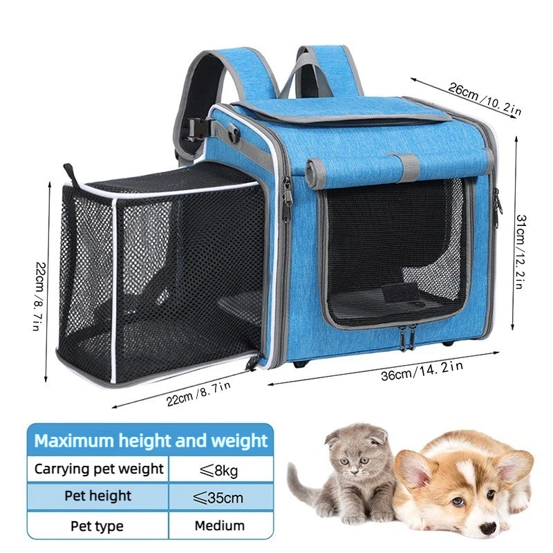 Bicycle Pet Carrier Breathable Mesh Bike Puppy Carrier Bag Portable Extensible Dog Cat Carriers Outdoor Travel Cycling Pets Bags - view 2