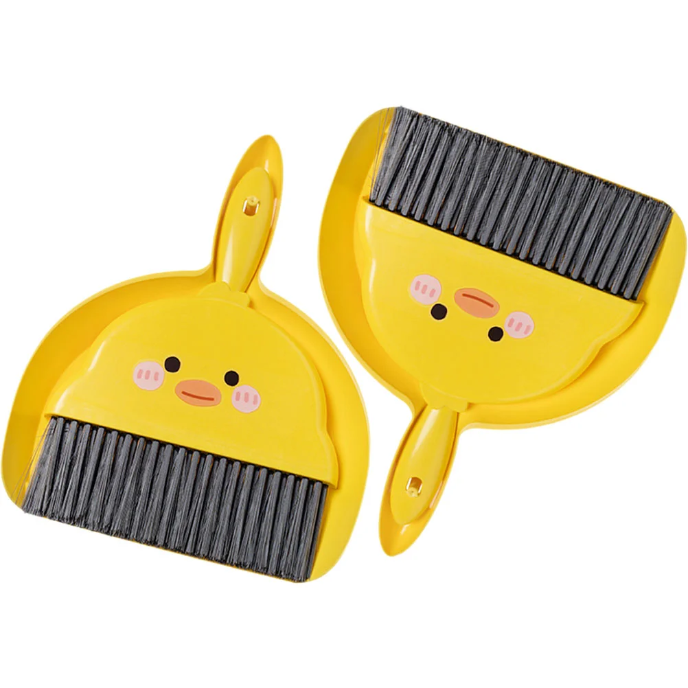 

2 Sets Mini Broom Tabletop Dust Pan Desktop Cleaning Brush Small Pp Dustpan Child