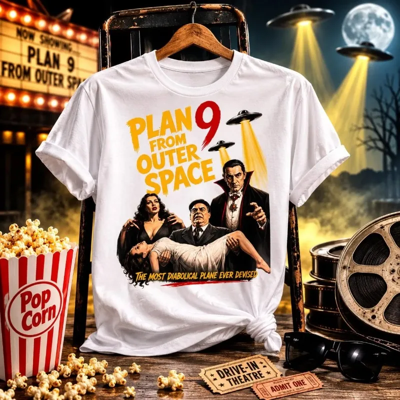 Outer Space Program 9 T-shirt | Retro Sci-fi Movie Poster T-shirt Men's T-shirt Summer New Unisex T-shirt