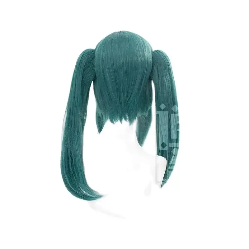 qq34アニメミク-cos-45-センチメートルダブルポニーテール-ダークシアン耐熱合成初音髪ハロウィンパーティーコスプレウィッグ-ウィッグ-c