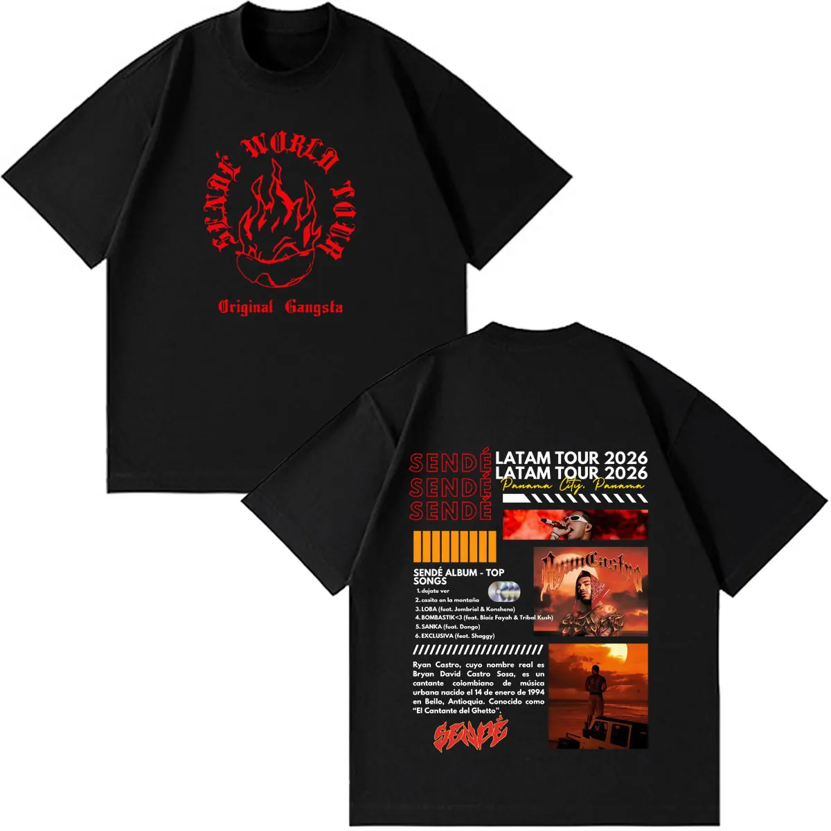 Rapper Ryan Castro Album Tour 2026 Print T-shirt Men Women Hip-hop T Shirt Short-sleeved Loose Casual Cotton Fashion T-shirts