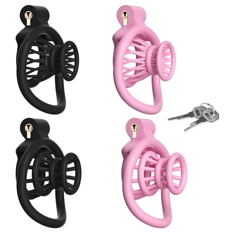 Chastity Cage Device for Man Sissy Anti-Cheating Cock Lock With 4 Penis Rings Adult Toys Games Erotic Cage Slave BDSM Sex Toys