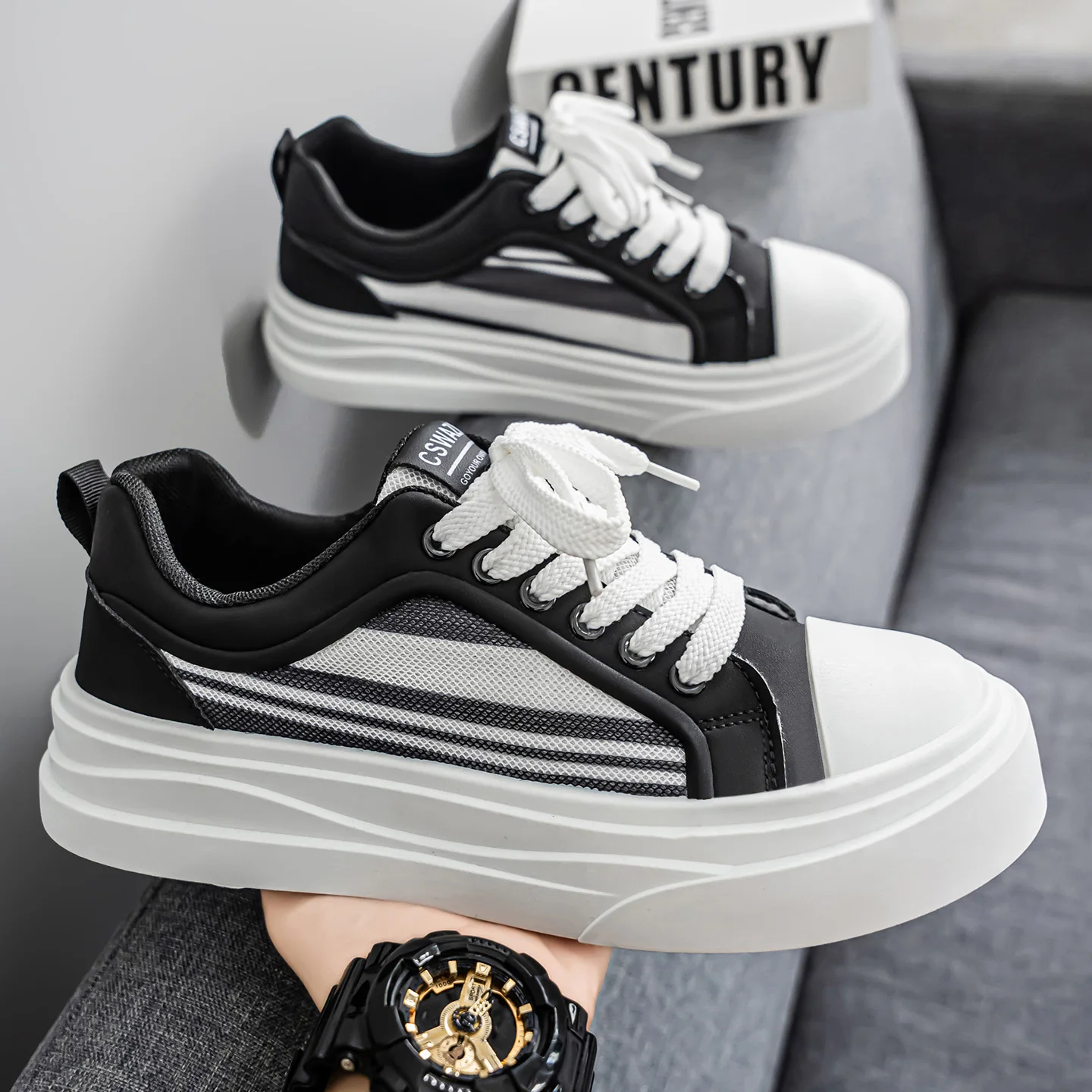 جديد الأزرق كاوبوي حذاء رجالي الراحة أحذية مفلكنة الرجال حذاء التزلج الدانتيل متابعة حذاء قماش الذكور سكيت أحذية رياضية #1