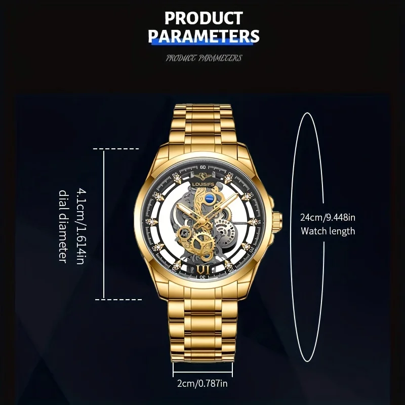 1 шт., Мужские кварцевые часы с ремешком из нержавеющей стали