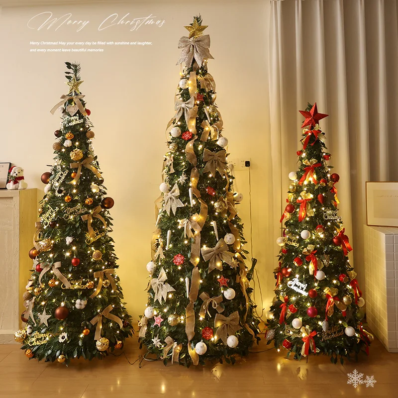 

Shine Christmas Tree Foldable Artificial Xmas Tree Dense Flocked Holiday Tree for Shopping Mall Spacious Festival Display Decor
