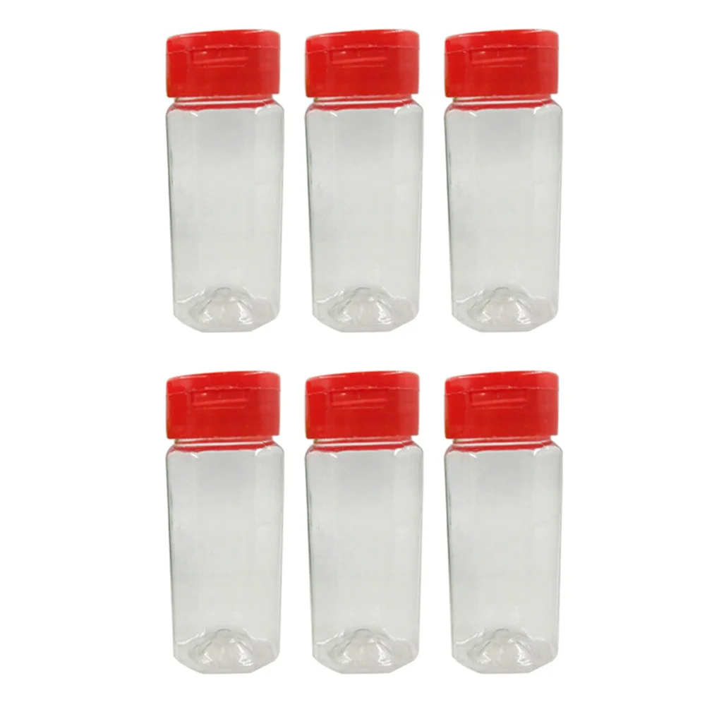 

6Pcs Plastic Seasoning Bottles Set Transparent Spice Jars Pepper Salt Container with Rotatable Lid for Kitchen Barbecue Outdoor