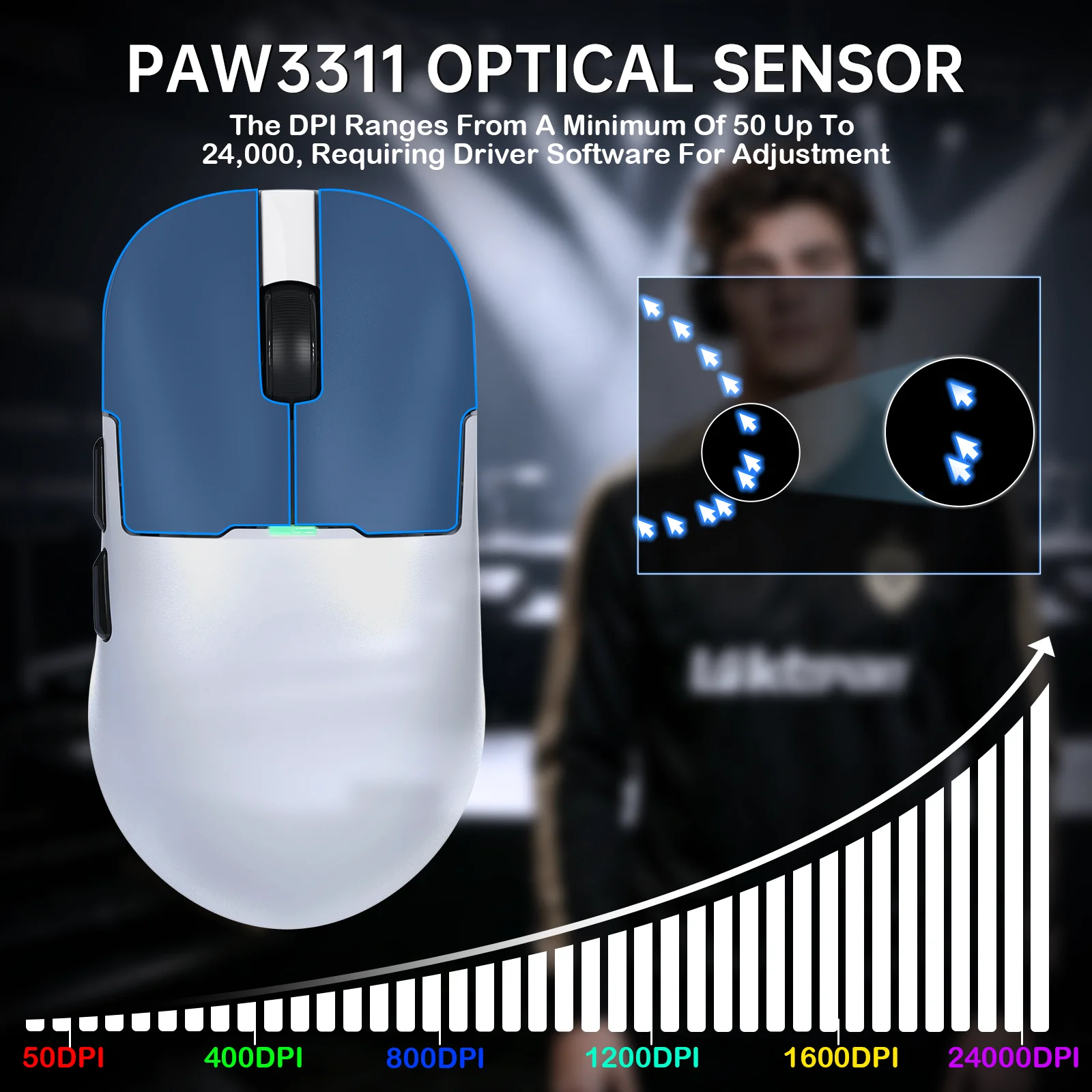 AJAZZ AJ159P MC PRO Three-Mode Mouse PAW3311 400mAh high-capacity battery RGB Full-Color Screen Dock 24000DPI for Office Games