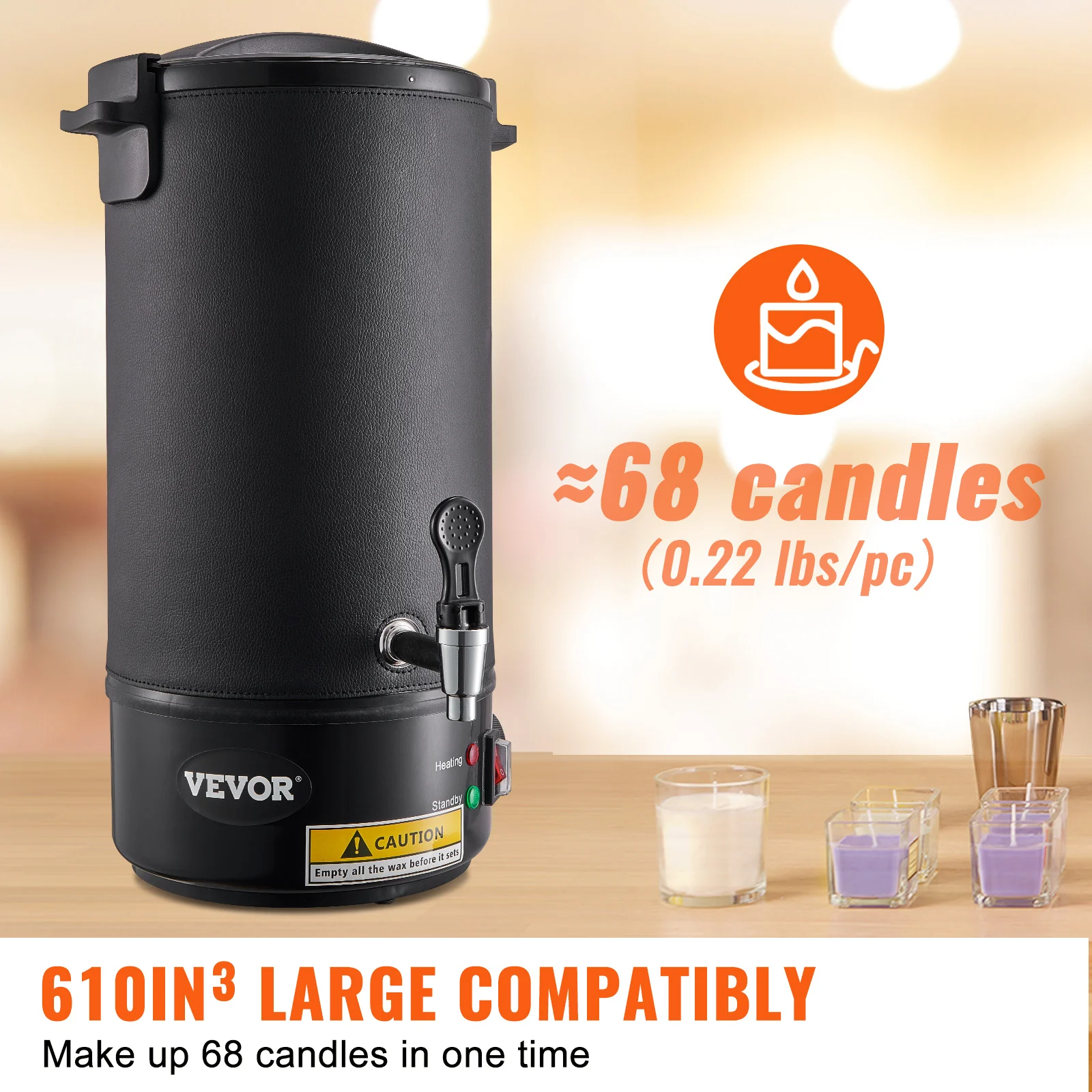 VEVOR 5/10L Wax Melter for Candle Making,Extra Large Electric Wax Melting Pot,w/Easy Pour Spout & 9level Temp Control,Easy Clean