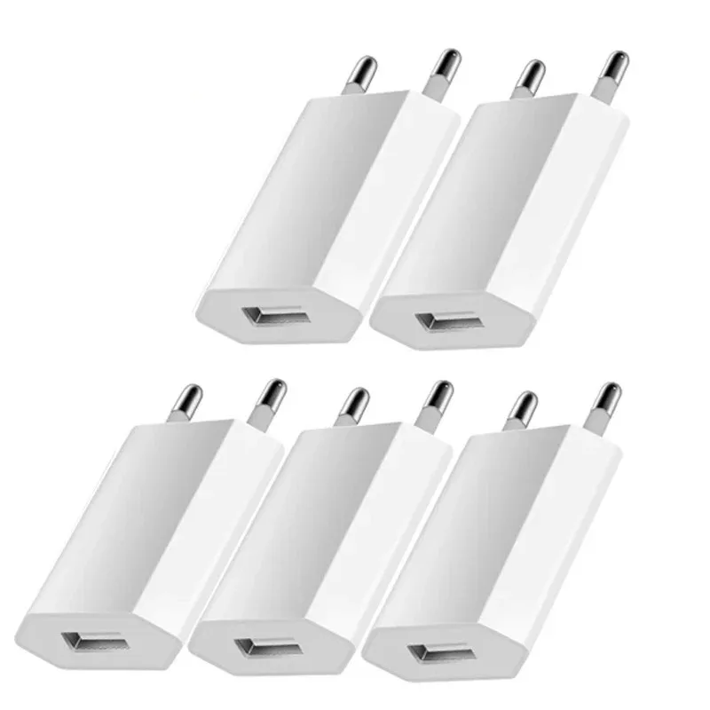 5Pcs 5V 1A USB Travel Wall Charger Adapter Charging For IPhone XS Max XS XR X SE 2020 8 7 6 6S 5S 5 SE 4 4S EU Phone Plug