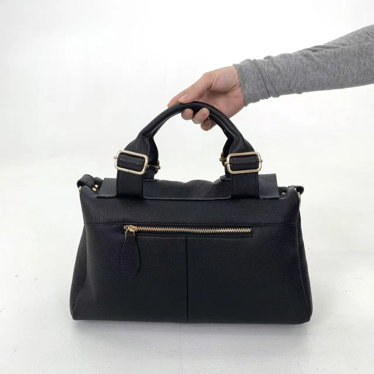 Ladies' retro patterned business tote bag with large capacity splicing leather crossbody shoulder bag