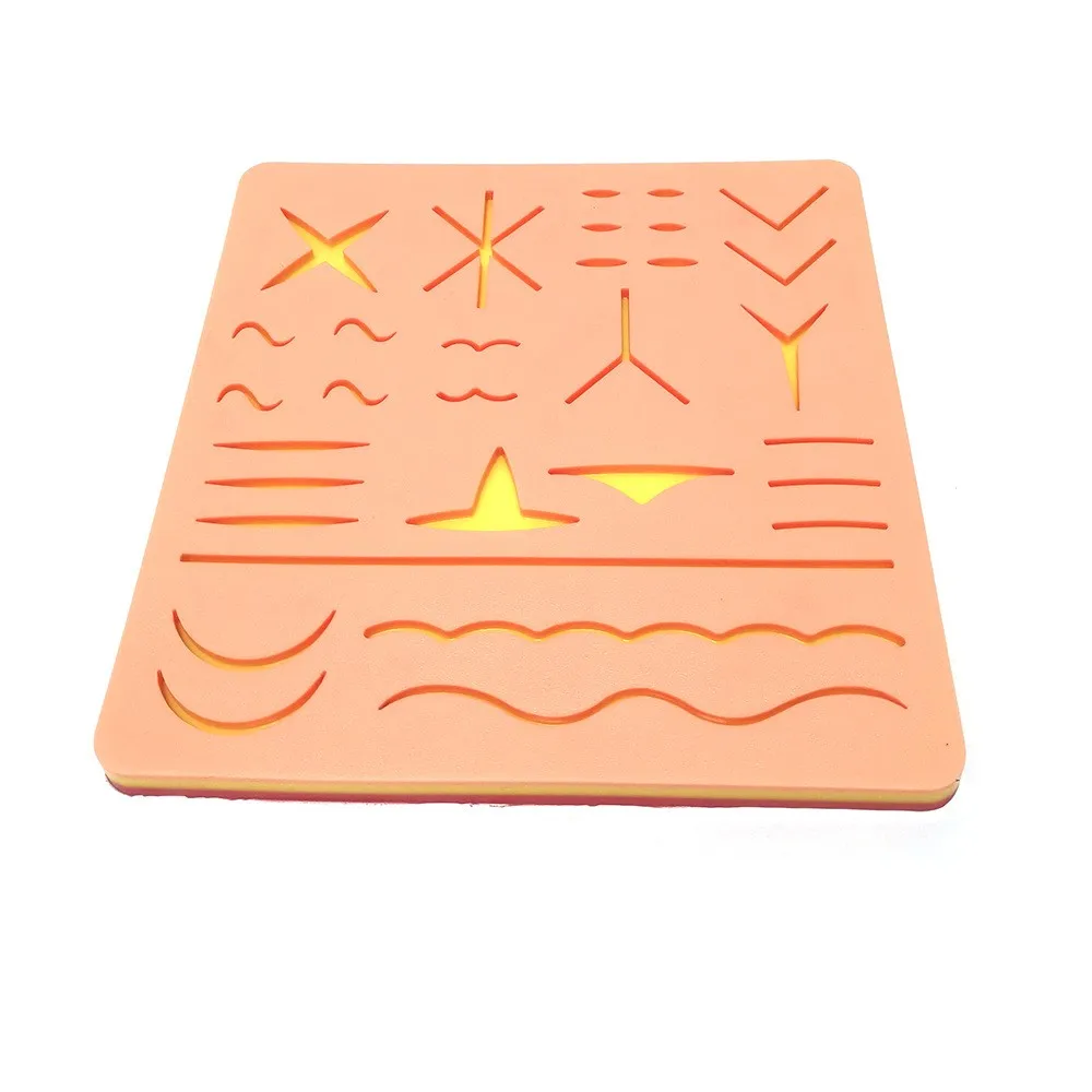 Reusable surgical suturing kit pad, silicone skin suture pad, medical practice trauma simulation wound training teaching model