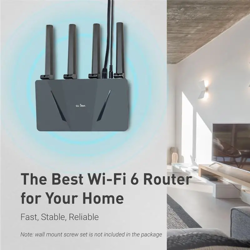 New! GL-AX1800(Flint) WiFi 6 Router -Dual Band Gigabit Wireless ,5 x 1G Ethernet Ports ,Amazing OpenVpn&WireGuard Speed