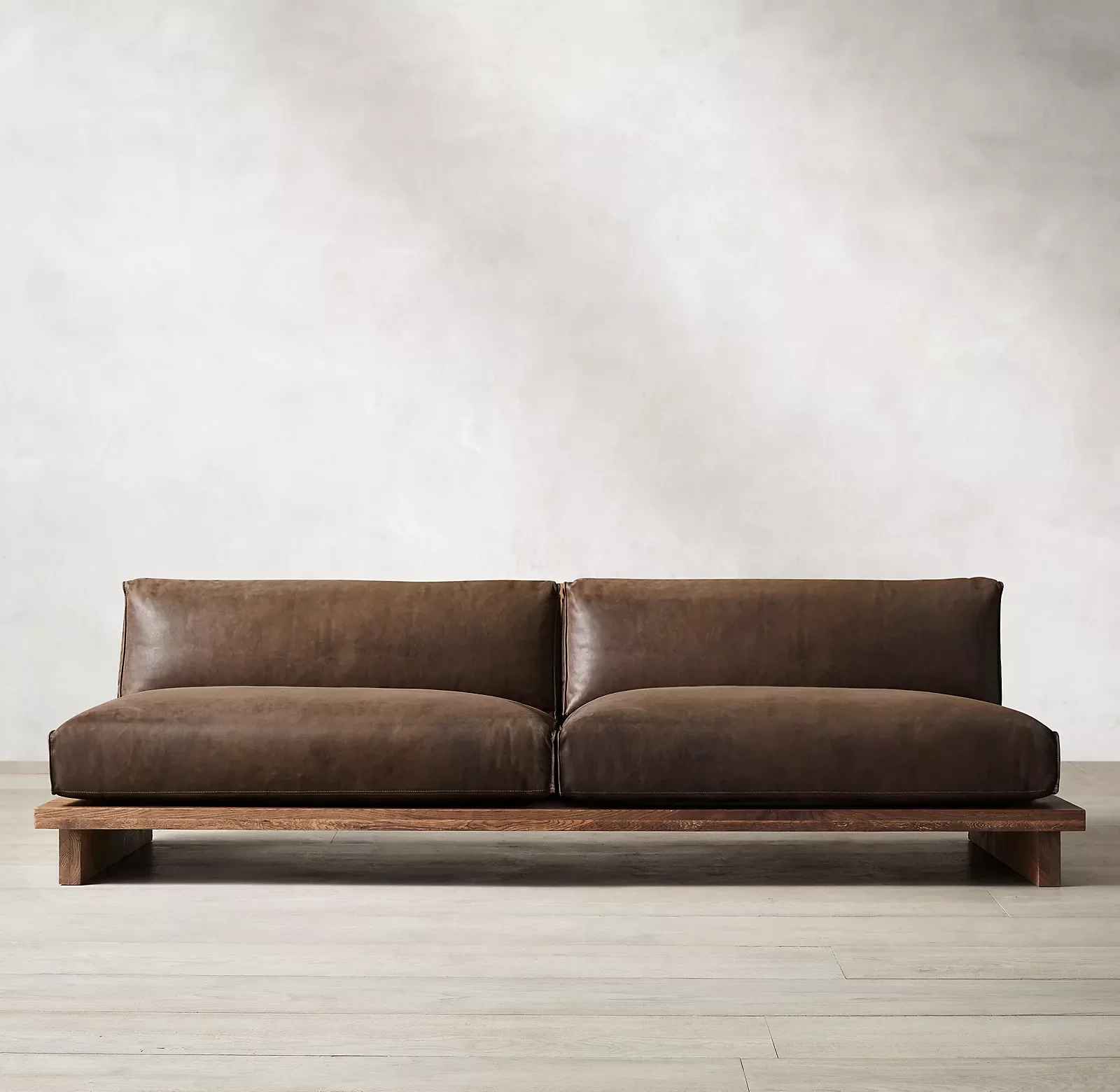 Sassanid OEM Luxury Oak Brule Sled Leather Modern American Track Arm Handmade Sofa