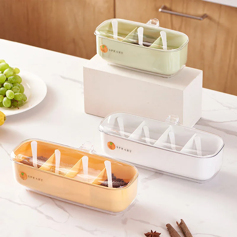 Combined Set Household Kitchen Seasoning Jar, All-in-One Multi-Grid Storage Box for Salt, MSG and Pepper