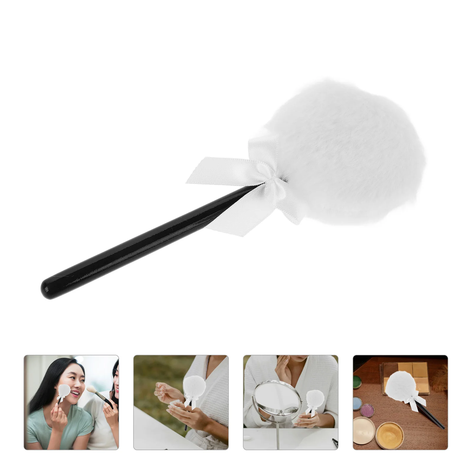 

Makeup White Small Bow-knot Body Setting Powder Puff Soft Long Hair For Home Salon Baby