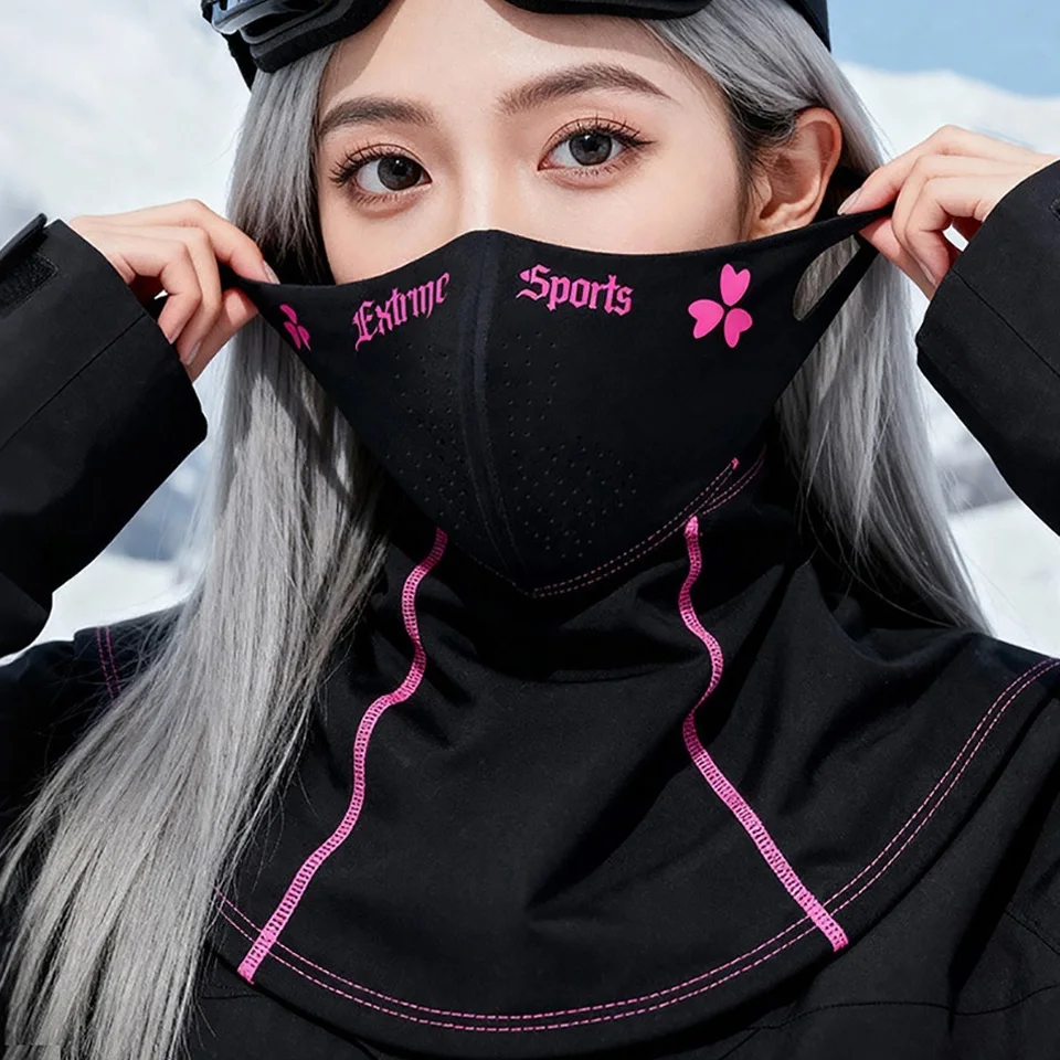 GTUBIKE Winter Ski Face Mask Fleece Lining Thickened Warmth Outdoor Cycling Neck Warmer Windproof Cold-Resistant Ear Loop Design