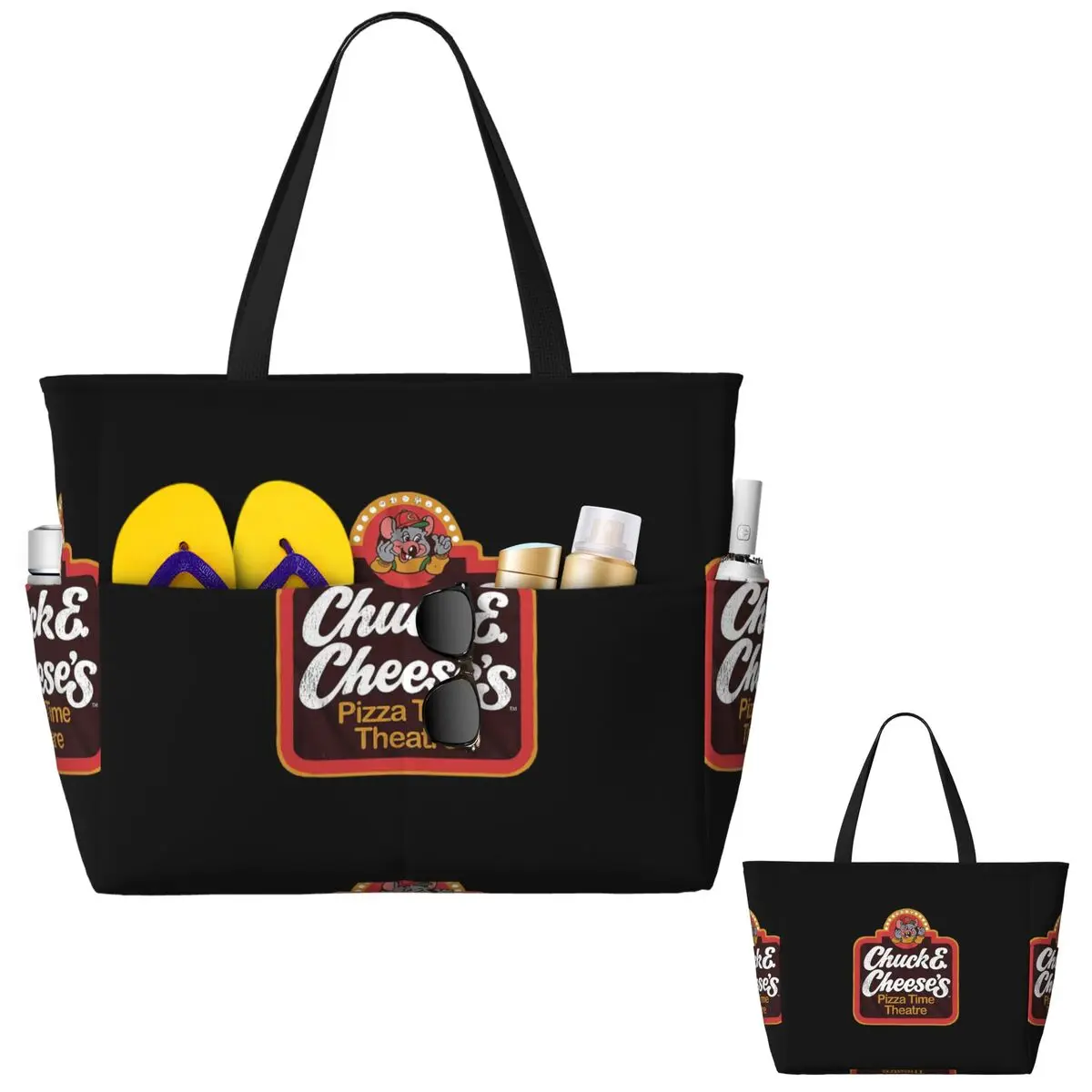 

Chuck E Cheeses Pizza Time Theater Пляжная большая сумка Спортивная сумка для занятий йогой в тренажерном зале Большая сумка-тоут Женская дорожная сумка Сумка для фитнеса