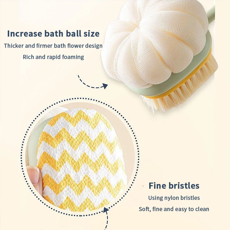 1 قطعة أداة تنظيف مزدوجة الوجهين فرشاة حمام مقبض طويل فرشاة حمام الفراء الناعمة انفصال تنظيف منشفة فرك الظهر القوي #3