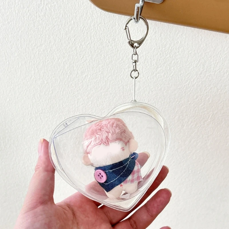 H3CB Clear Figure Display Bag with Keychain Doll Storage Bag Dustproof Collectibles Display Case for Backpack Handbag Decoration
