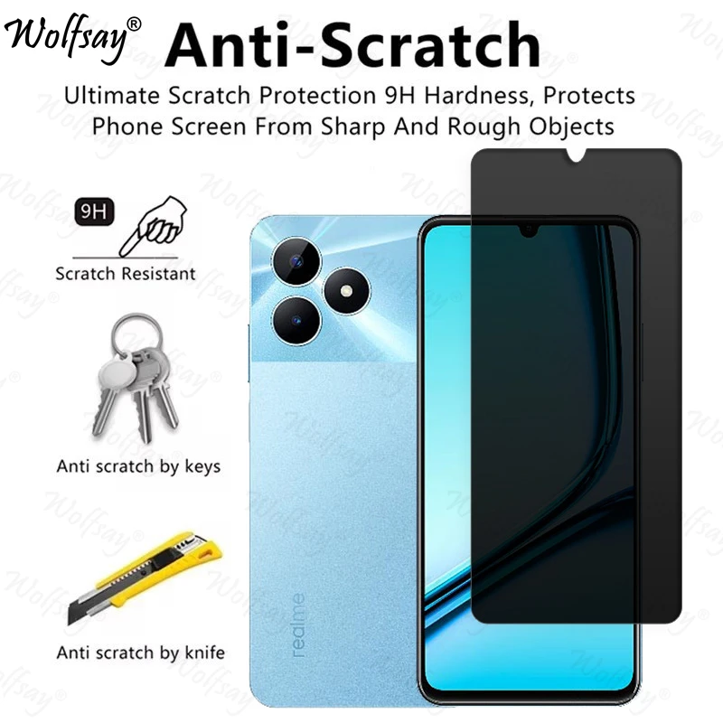 Anti-Spy Tempered Glass For Realme Note 50 Privacy Screen Protector For Realme Note 50 Glass For Realme Note 50 Glass 6.74 inch